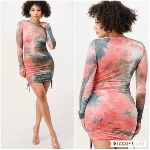Vibrant Long Sleeve Tie-Dye Dress